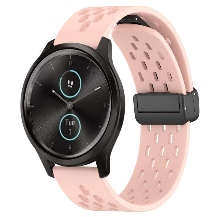 For Garmin VivoMove Style 20mm Folding Magnetic Clasp Silicone Watch Band(Pink)