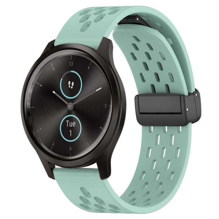For Garmin VivoMove Style 20mm Folding Magnetic Clasp Silicone Watch Band(Teal)