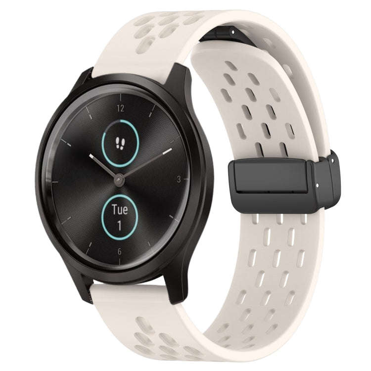 For Garmin VivoMove Style 20mm Folding Magnetic Clasp Silicone Watch Band(Starlight Color)
