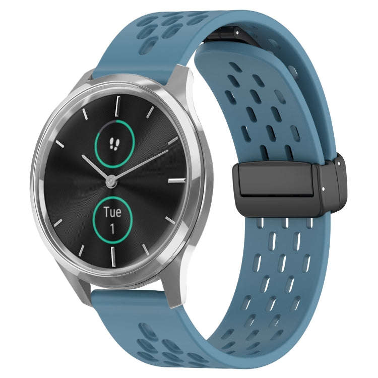 For Garmin VivoMove Luxe 20mm Folding Magnetic Clasp Silicone Watch Band(Blue)