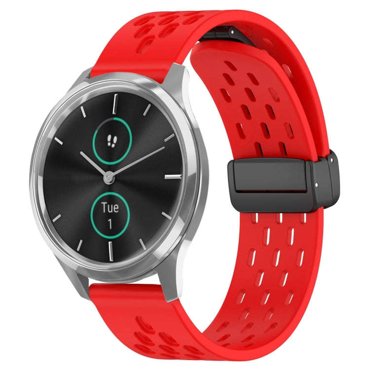For Garmin VivoMove Luxe 20mm Folding Magnetic Clasp Silicone Watch Band(Red)