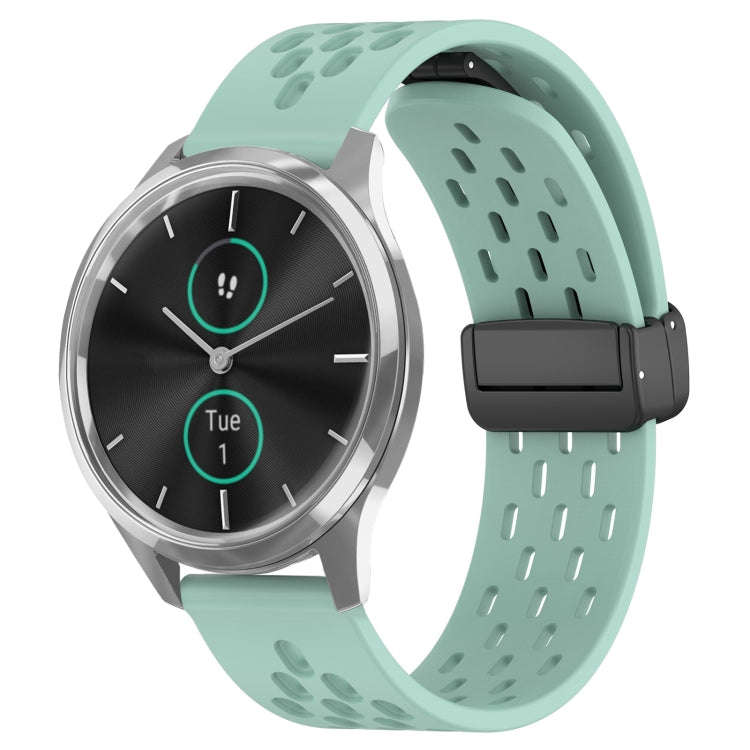For Garmin VivoMove Luxe 20mm Folding Magnetic Clasp Silicone Watch Band(Teal)
