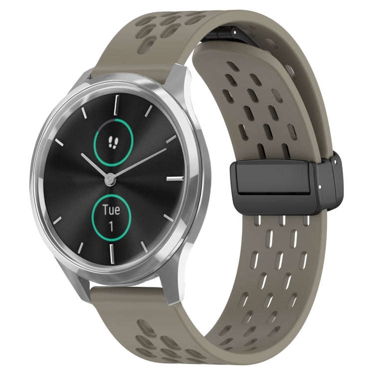 For Garmin VivoMove Luxe 20mm Folding Magnetic Clasp Silicone Watch Band(Space Ash)
