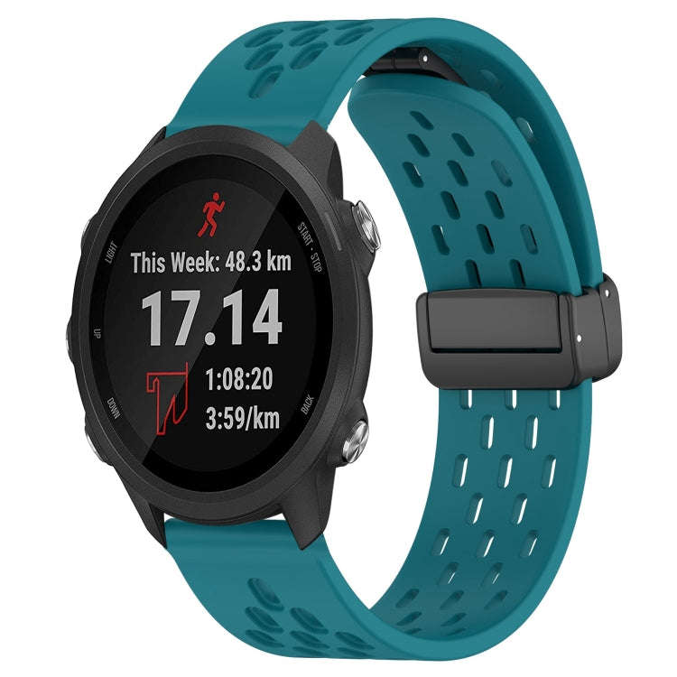 For Garmin Forerunner 245 20mm Folding Magnetic Clasp Silicone Watch Band(Hidden Green)