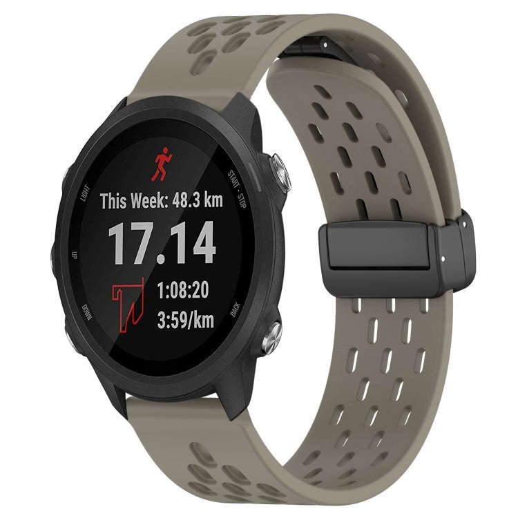 For Garmin Forerunner 245 20mm Folding Magnetic Clasp Silicone Watch Band(Space Ash)
