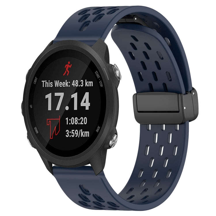 For Garmin Forerunner 245 20mm Folding Magnetic Clasp Silicone Watch Band(Midnight Blue)