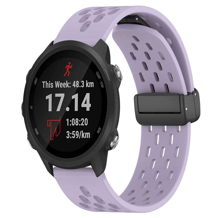 For Garmin Forerunner 245 20mm Folding Magnetic Clasp Silicone Watch Band(Purple)