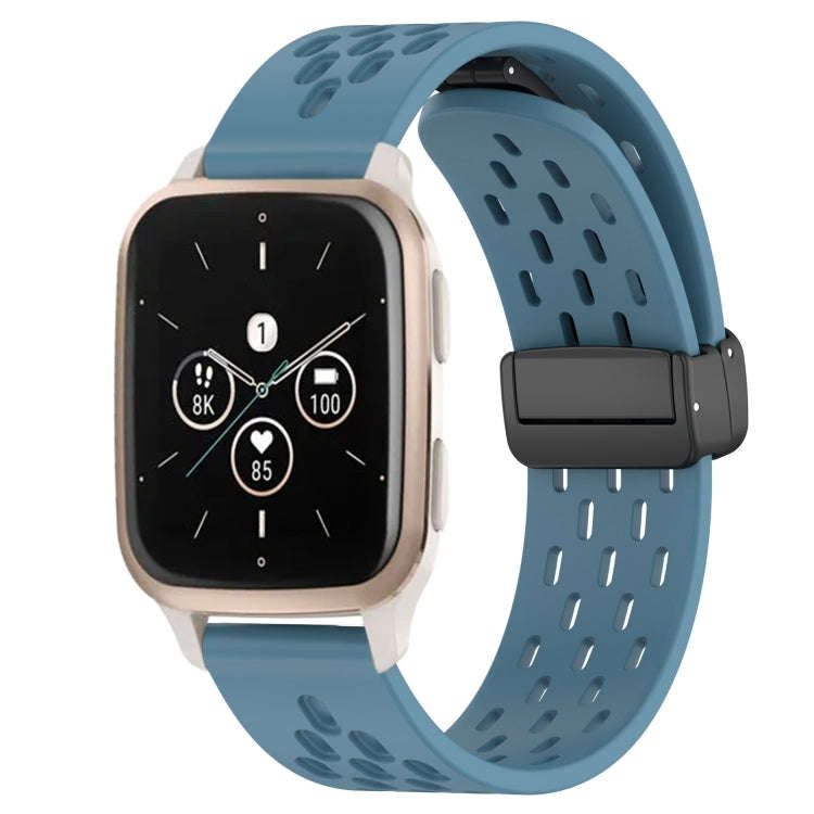 For Garmin Forerunner Sq2 20mm Folding Magnetic Clasp Silicone Watch Band(Blue)