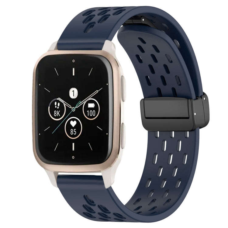 For Garmin Forerunner Sq2 20mm Folding Magnetic Clasp Silicone Watch Band(Midnight Blue)