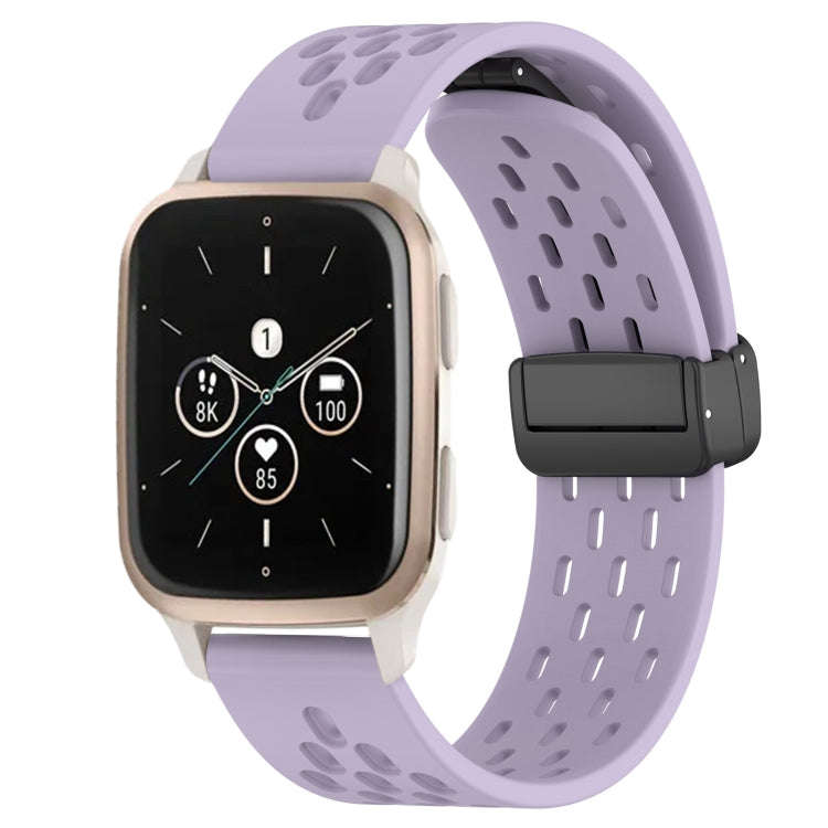 For Garmin Forerunner Sq2 20mm Folding Magnetic Clasp Silicone Watch Band(Purple)