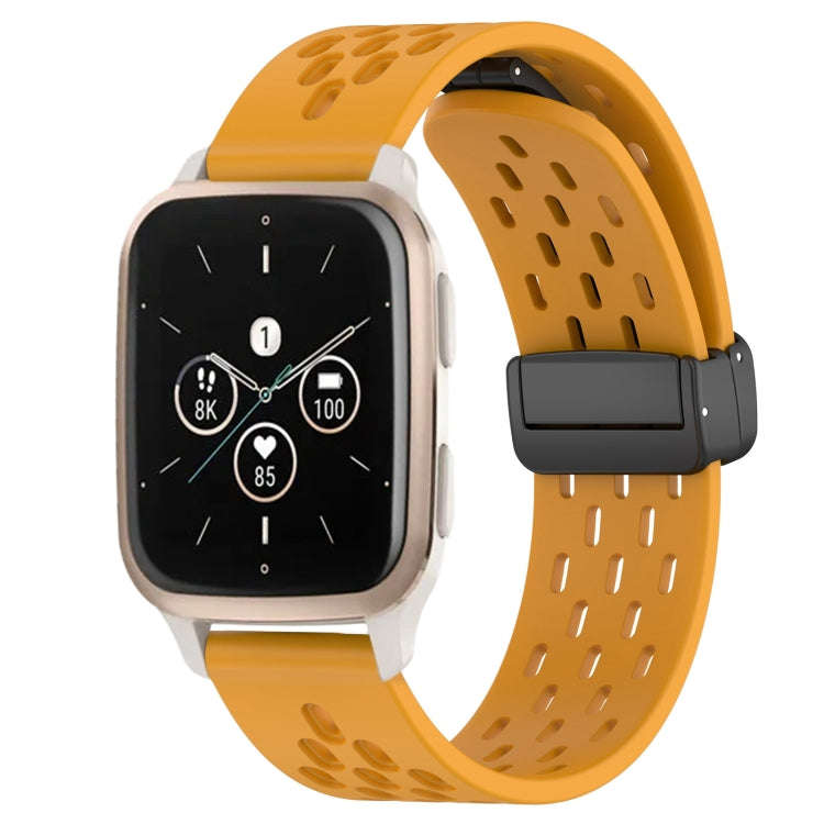 For Garmin Forerunner Sq2 Music 20mm Folding Magnetic Clasp Silicone Watch Band(Yellow)