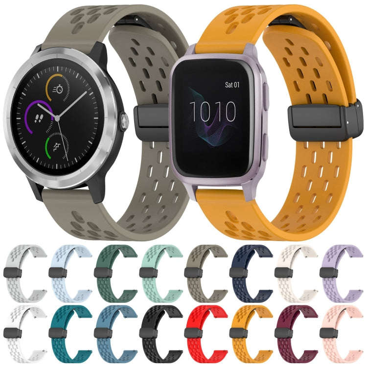 For Garmin Venu 2 Plus 20mm Folding Magnetic Clasp Silicone Watch Band(Space Ash)