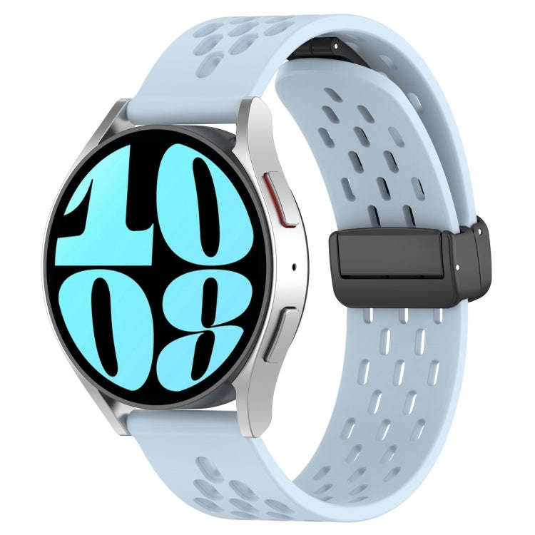 For Samsung Galaxy Watch 6 40mm 20mm Folding Magnetic Clasp Silicone Watch Band(Light Blue)