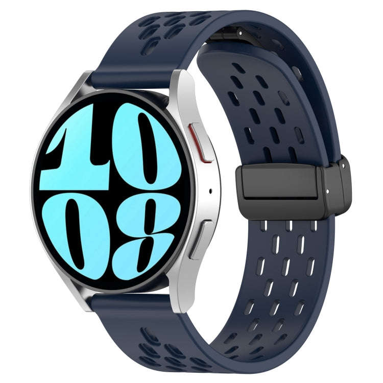 For Samsung Galaxy Watch 6 40mm 20mm Folding Magnetic Clasp Silicone Watch Band(Midnight Blue)