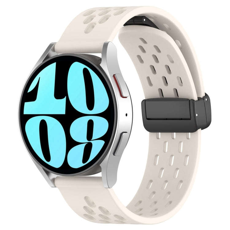 For Samsung Galaxy Watch 6 40mm 20mm Folding Magnetic Clasp Silicone Watch Band(Starlight Starlig...