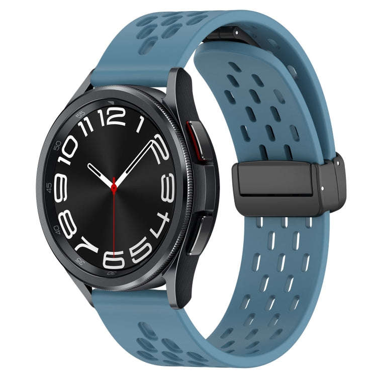 For Samsung Galaxy Watch 6 Classic 47mm 20mm Folding Magnetic Clasp Silicone Watch Band(Blue)
