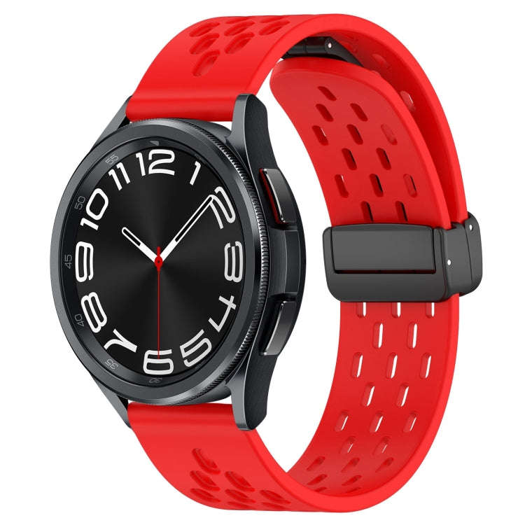 For Samsung Galaxy Watch 6 Classic 47mm 20mm Folding Magnetic Clasp Silicone Watch Band(Red)
