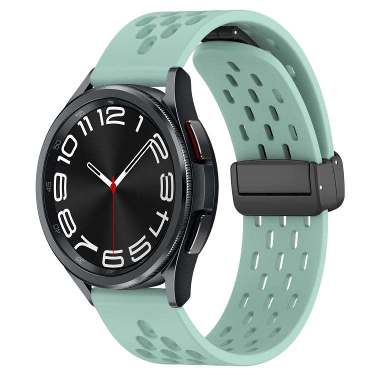 For Samsung Galaxy Watch 6 Classic 43mm 20mm Folding Magnetic Clasp Silicone Watch Band(Teal)