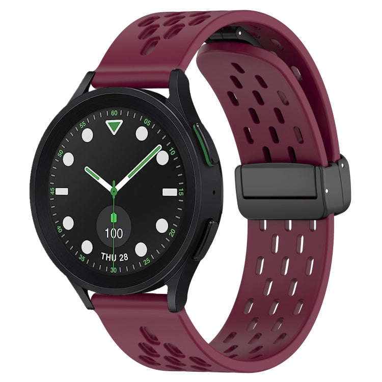 For Samsung Galaxy watch 5 Pro Golf Edition 20mm Folding Magnetic Clasp Silicone Watch Band(Wine ...