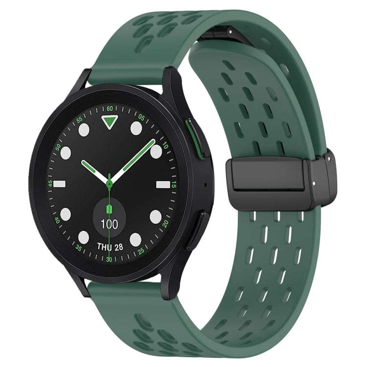 For Samsung Galaxy watch 5 Pro Golf Edition 20mm Folding Magnetic Clasp Silicone Watch Band(Dark ...