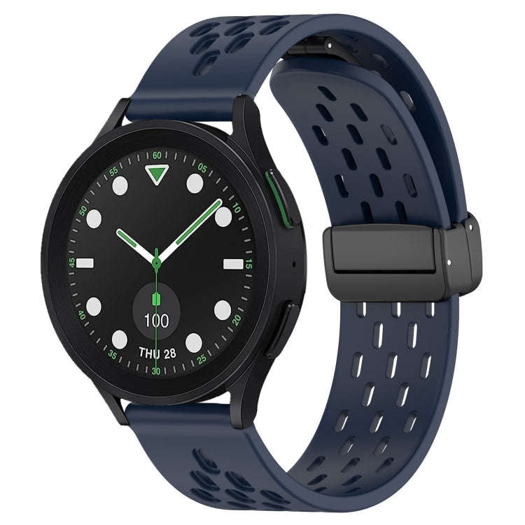 For Samsung Galaxy watch 5 Pro Golf Edition 20mm Folding Magnetic Clasp Silicone Watch Band(Midni...