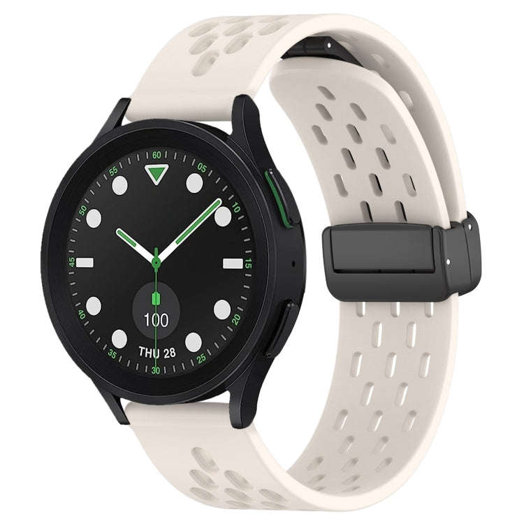 For Samsung Galaxy watch 5 Golf Edition 20mm Folding Magnetic Clasp Silicone Watch Band(Starlight...