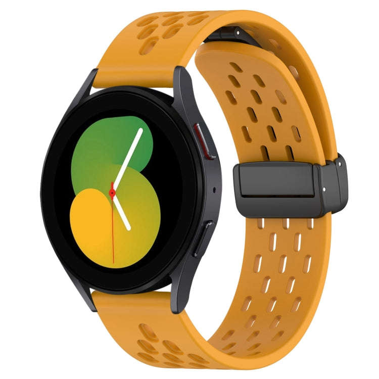 For Samsung Galaxy Watch 5  40mm 20mm Folding Magnetic Clasp Silicone Watch Band(Yellow)