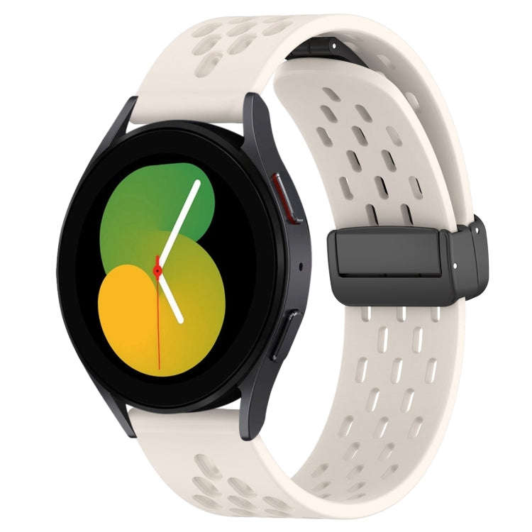 For Samsung Galaxy Watch 5  40mm 20mm Folding Magnetic Clasp Silicone Watch Band(Starlight Starli...