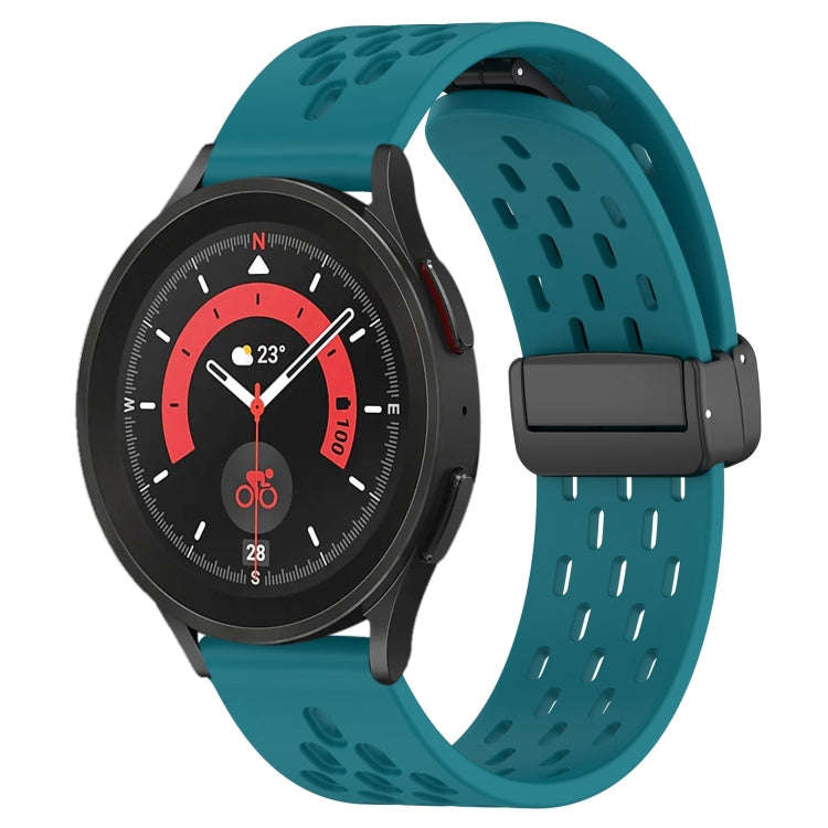 For Samsung Galaxy Watch 5 Pro  45mm 20mm Folding Magnetic Clasp Silicone Watch Band(Hidden Green)