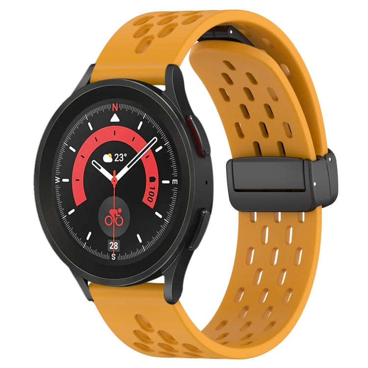 For Samsung Galaxy Watch 5 Pro  45mm 20mm Folding Magnetic Clasp Silicone Watch Band(Yellow)