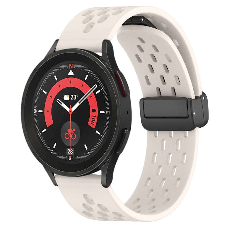 For Samsung Galaxy Watch 5 Pro  45mm 20mm Folding Magnetic Clasp Silicone Watch Band(Starlight St...
