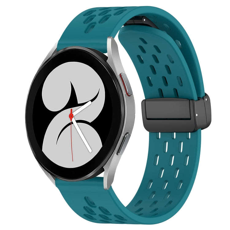 For Samsung Galaxy Watch 4 40mm 20mm Folding Magnetic Clasp Silicone Watch Band(Hidden Green)