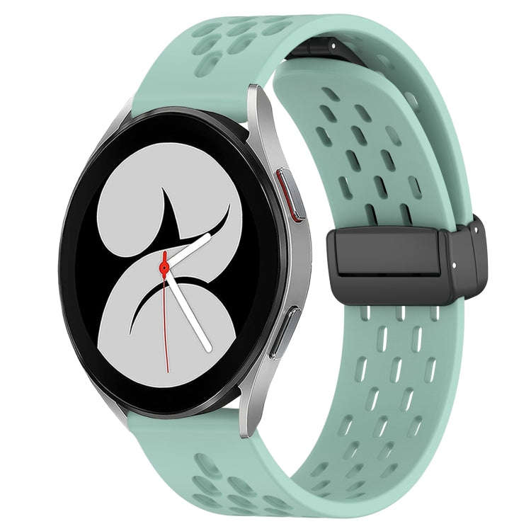 For Samsung Galaxy Watch 4 40mm 20mm Folding Magnetic Clasp Silicone Watch Band(Teal)