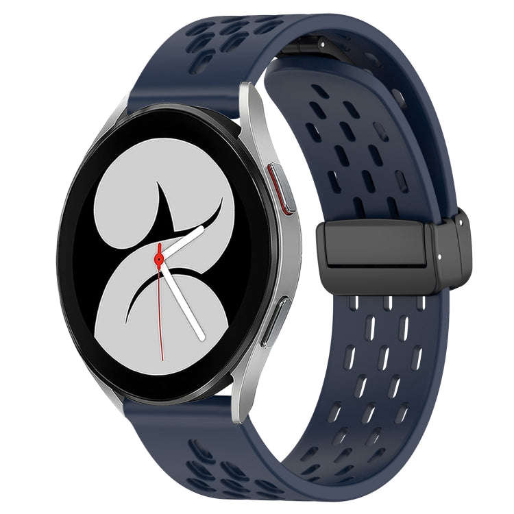 For Samsung Galaxy Watch 4 40mm 20mm Folding Magnetic Clasp Silicone Watch Band(Midnight Blue)