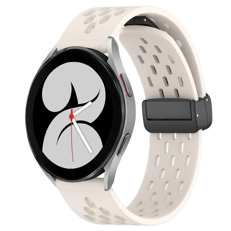 For Samsung Galaxy Watch 4 40mm 20mm Folding Magnetic Clasp Silicone Watch Band(Starlight Starlig...