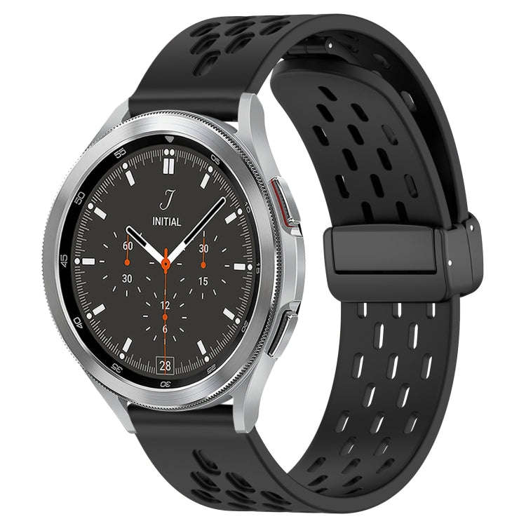 For Samsung  Galaxy Watch 4 Classic 46mm 20mm Folding Magnetic Clasp Silicone Watch Band(Black)