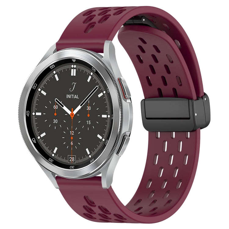 For Samsung  Galaxy Watch 4 Classic 46mm 20mm Folding Magnetic Clasp Silicone Watch Band(Wine Red)