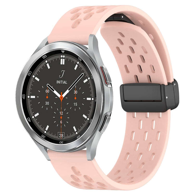 For Samsung  Galaxy Watch 4 Classic 46mm 20mm Folding Magnetic Clasp Silicone Watch Band(Pink)
