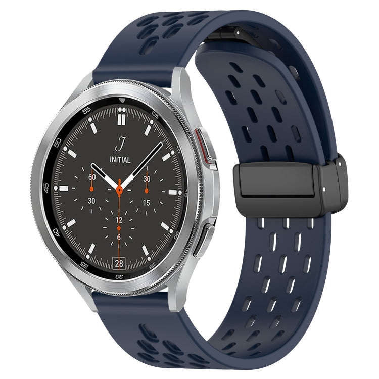 For Samsung  Galaxy Watch 4 Classic 46mm 20mm Folding Magnetic Clasp Silicone Watch Band(Midnight...