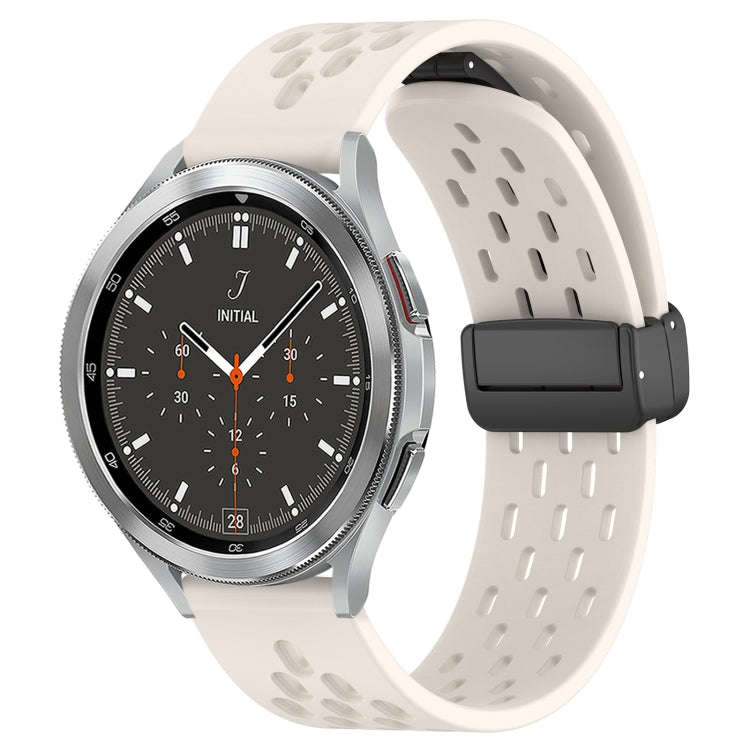 For Samsung  Galaxy Watch 4 Classic 46mm 20mm Folding Magnetic Clasp Silicone Watch Band(Starligh...