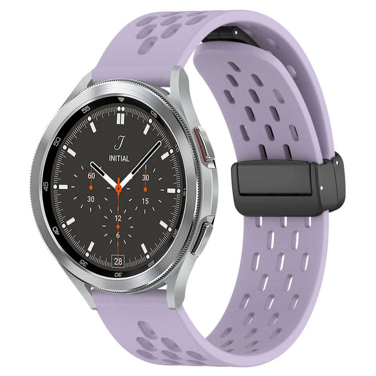 For Samsung  Galaxy Watch 4 Classic 46mm 20mm Folding Magnetic Clasp Silicone Watch Band(Purple)