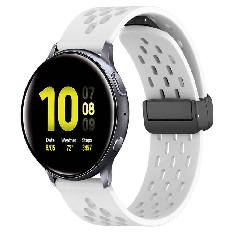 For Samsung Galaxy Watch Active 2 40mm 20mm Folding Magnetic Clasp Silicone Watch Band(White)