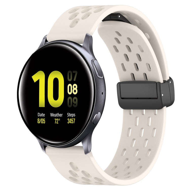 For Samsung Galaxy Watch Active 2 40mm 20mm Folding Magnetic Clasp Silicone Watch Band(Starlight ...