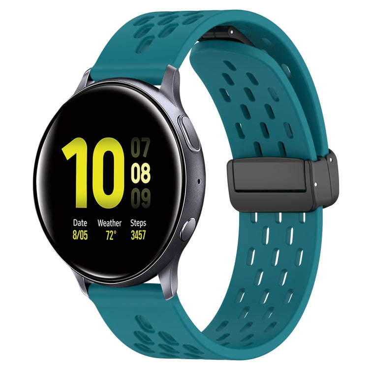 For Samsung Galaxy Watch Active 2 44mm 20mm Folding Magnetic Clasp Silicone Watch Band(Hidden Green)