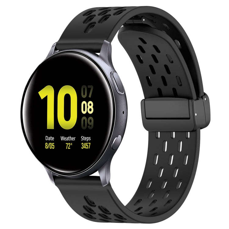 For Samsung Galaxy Watch Active 2 44mm 20mm Folding Magnetic Clasp Silicone Watch Band(Black)