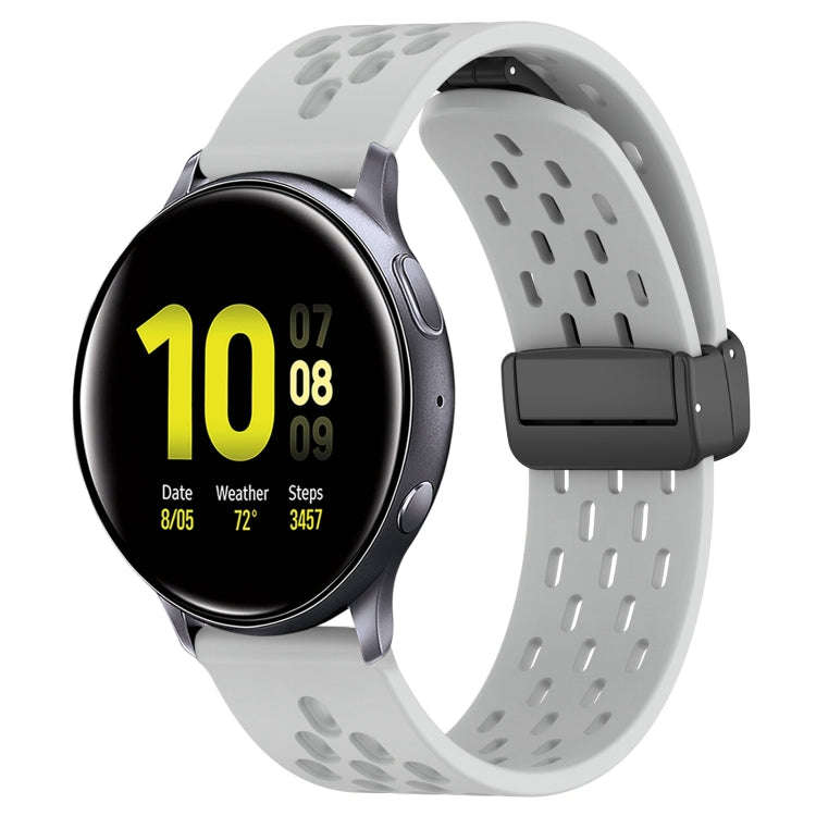 For Samsung Galaxy Watch Active 2 44mm 20mm Folding Magnetic Clasp Silicone Watch Band(Light Grey)
