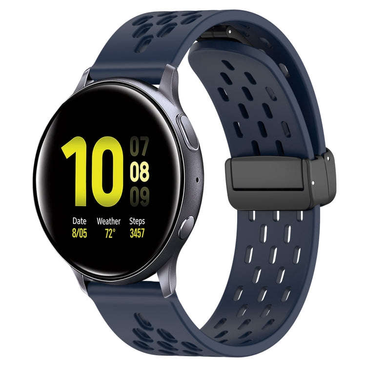 For Samsung Galaxy Watch Active 2 44mm 20mm Folding Magnetic Clasp Silicone Watch Band(Midnight B...