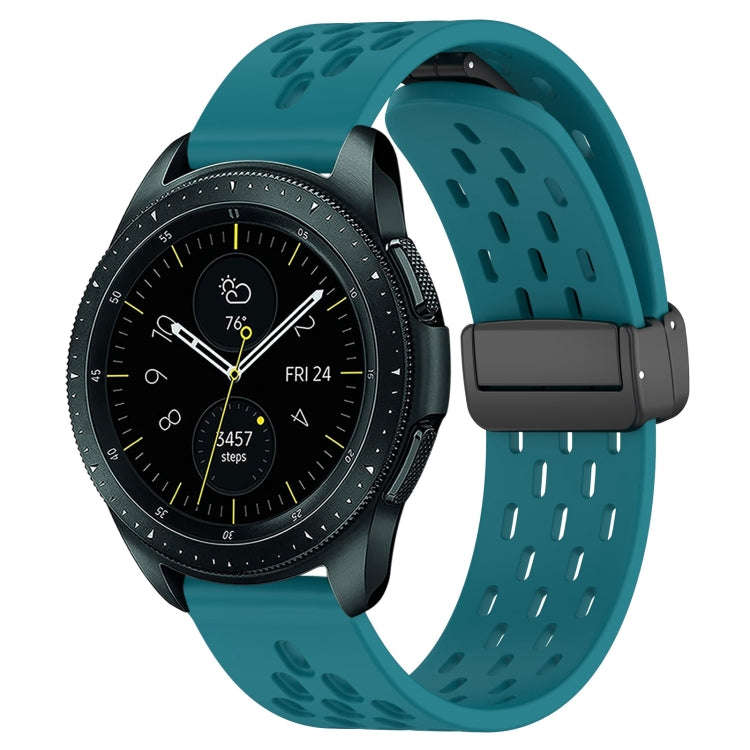 For Samsung Galaxy Watch 42mm 20mm Folding Magnetic Clasp Silicone Watch Band(Hidden Green)