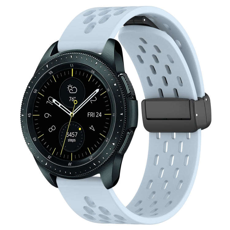 For Samsung Galaxy Watch 42mm 20mm Folding Magnetic Clasp Silicone Watch Band(Light Blue)