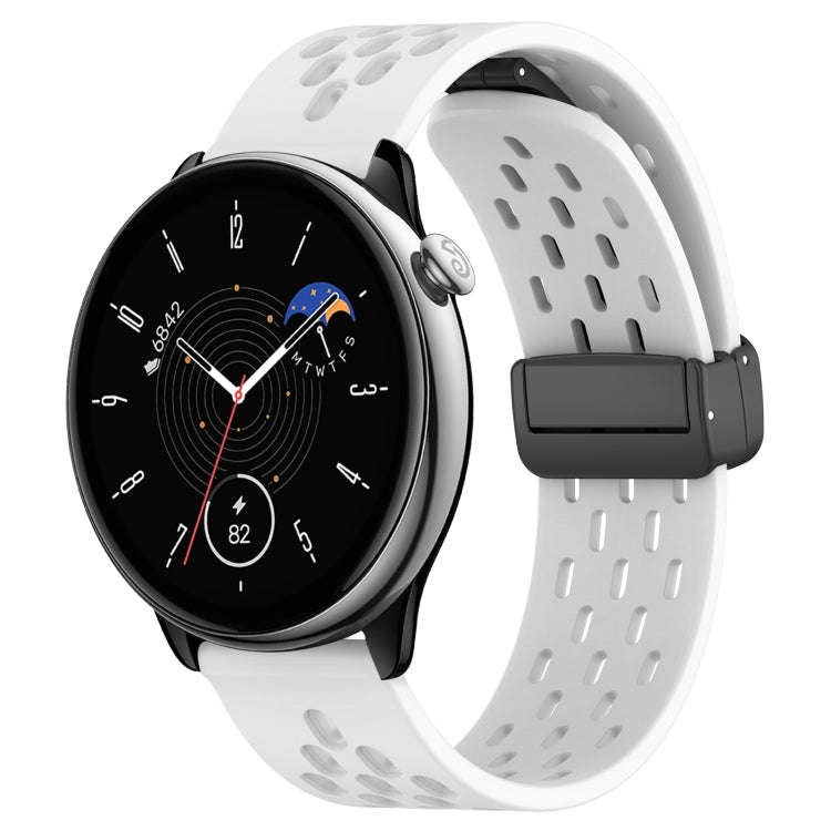 For Amazfit GTR Mini 20mm Folding Magnetic Clasp Silicone Watch Band(White)